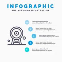 architettura Inghilterra Ferris ruota punto di riferimento Londra occhio linea icona con 5 passaggi presentazione infografica sfondo vettore