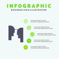 cervello testa mente trasferimento solido icona infografica 5 passaggi presentazione sfondo vettore