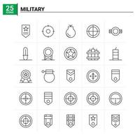 25 militare icona impostato vettore sfondo