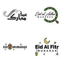 imballare di 4 vettore di Arabo calligrafia testo con Luna e stelle di eid mubarak per il celebrazione di musulmano Comunità Festival