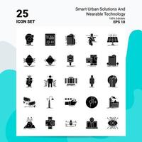 25 inteligente urbano soluzioni e indossabile tecnologia icona impostato 100 modificabile eps 10 File attività commerciale logo concetto idee solido glifo icona design vettore
