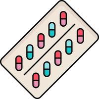 medicina pillola farmaci tavoletta pacchetto piatto colore icona vettore