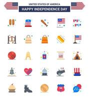 impostato di 25 Stati Uniti d'America giorno icone americano simboli indipendenza giorno segni per ghirlanda Stati Uniti d'America baseball bandiera giorno modificabile Stati Uniti d'America giorno vettore design elementi