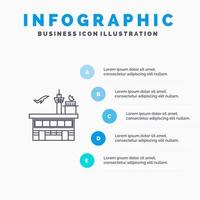 aeroporto trasporto spedizione transito trasporto mezzi di trasporto linea icona con 5 passaggi presentazione infografica sfondo vettore