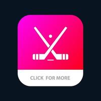 emblema hockey ghiaccio bastone bastoni mobile App pulsante androide e ios glifo versione vettore