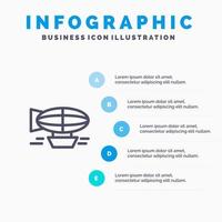 aria Palloncino Palloncino pieno vacanza viaggio linea icona con 5 passaggi presentazione infografica sfondo vettore