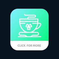 tè caffè tazza Irlanda mobile App pulsante androide e ios linea versione vettore