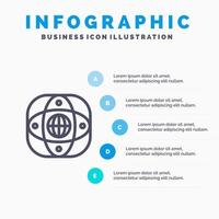 artificiale connessione terra globale globo linea icona con 5 passaggi presentazione infografica sfondo vettore