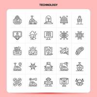 schema 25 tecnologia icona impostato vettore linea stile design nero icone impostato lineare pittogramma imballare ragnatela e mobile attività commerciale idee design vettore illustrazione