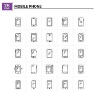 25 mobile Telefono icona impostato vettore sfondo
