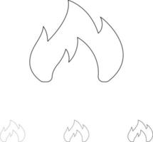 fuoco riscaldamento camino scintilla grassetto e magro nero linea icona impostato vettore