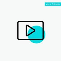 Youtube paly video giocatore turchese evidenziare cerchio punto vettore icona