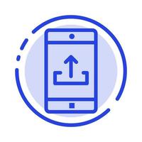 applicazione mobile mobile applicazione smartphone caricare blu tratteggiata linea linea icona vettore