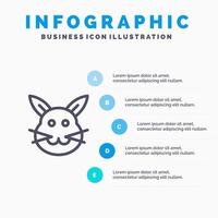 coniglietto coniglietto Pasqua coniglio linea icona con 5 passaggi presentazione infografica sfondo vettore