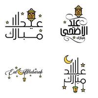 imballare di 4 vettore di Arabo calligrafia testo con Luna e stelle di eid mubarak per il celebrazione di musulmano Comunità Festival