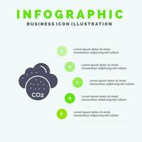 ambientale inquinamento co3 industria solido icona infografica 5 passaggi presentazione sfondo vettore