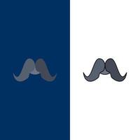 baffi fricchettone Movember maschio uomini piatto colore icona vettore