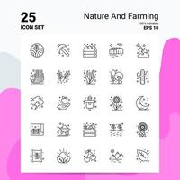 25 natura e agricoltura icona impostato 100 modificabile eps 10 File attività commerciale logo concetto idee linea icona design vettore