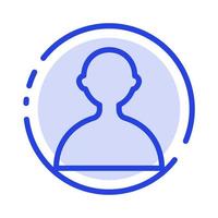 avatar utente di base blu tratteggiata linea linea icona vettore