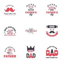 padri giorno lettering 9 nero e rosa calligrafico emblemi badge impostato isolato su buio blu contento padri giorno migliore papà amore voi papà iscrizione vettore design elementi per saluto carta e o il