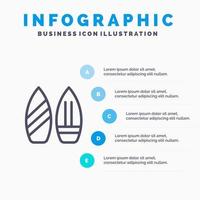 pattinare Snowboard gli sport inverno linea icona con 5 passaggi presentazione infografica sfondo vettore