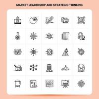 schema 25 mercato comando e strategico pensiero icona impostato vettore linea stile design nero icone impostato lineare pittogramma imballare ragnatela e mobile attività commerciale idee design vettore illustrazione