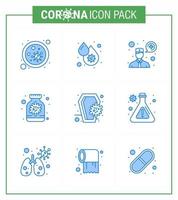 covid19 protezione coronavirus pendamico 9 blu icona impostato come come bara medicina febbre capsula comunicazione virale coronavirus 2019 nov malattia vettore design elementi