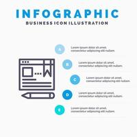 del browser testo penna formazione scolastica blu infografica modello 5 passaggi vettore linea icona modello