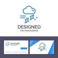 creativo attività commerciale carta e logo modello nube pioggia pioggia piovoso tuono vettore illustrazione