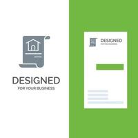 costruzione documento casa edificio grigio logo design e attività commerciale carta modello vettore