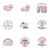 9 nero e rosa contento padri giorno design collezione un' impostato di dodici Marrone colorato Vintage ▾ stile padri giorno disegni su leggero sfondo modificabile vettore design elementi