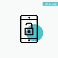 applicazione mobile mobile applicazione sbloccare turchese evidenziare cerchio punto vettore icona