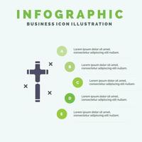 celebrazione cristiano attraversare Pasqua solido icona infografica 5 passaggi presentazione sfondo vettore