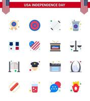 contento indipendenza giorno Stati Uniti d'America imballare di 16 creativo appartamenti di bandiera stella festa americano libro modificabile Stati Uniti d'America giorno vettore design elementi