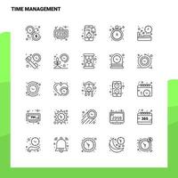 impostato di tempo gestione linea icona impostato 25 icone vettore minimalismo stile design nero icone impostato lineare pittogramma imballare