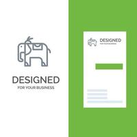 elefante animale grigio logo design e attività commerciale carta modello vettore