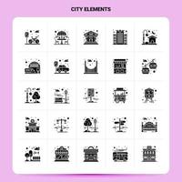 solido 25 città elementi icona impostato vettore glifo stile design nero icone impostato ragnatela e mobile attività commerciale idee design vettore illustrazione