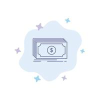 i soldi fondo trasferimento dollaro blu icona su astratto nube sfondo vettore