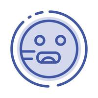 emoji emoticon Affamato scuola blu tratteggiata linea linea icona vettore