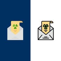 messaggi di posta elettronica Busta saluto invito icone piatto e linea pieno icona impostato vettore blu sfondo