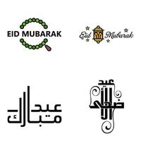 4 migliore eid mubarak frasi detto citazione testo o lettering decorativo font vettore copione e corsivo manoscritto tipografia per disegni opuscoli bandiera volantini e magliette
