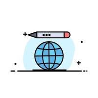 mondo formazione scolastica globo matita attività commerciale logo modello piatto colore vettore