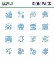 16 blu impostato di corona virus epidemico icone come come chirurgico operazione batteri leggero epidemico virale coronavirus 2019 nov malattia vettore design elementi