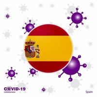 pregare per Spagna covid19 coronavirus tipografia bandiera restare casa restare salutare prendere cura di il tuo proprio Salute vettore