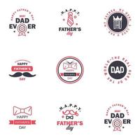 padri giorno lettering 9 nero e rosa calligrafico emblemi badge impostato isolato su buio blu contento padri giorno migliore papà amore voi papà iscrizione vettore design elementi per saluto carta e o il