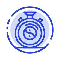 orologio concentrazione meditazione pratica blu tratteggiata linea linea icona vettore