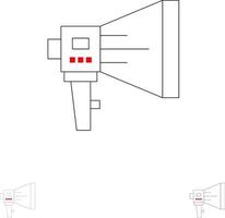annunciare digitale altoparlante marketing megafono altoparlante attrezzo grassetto e magro nero linea icona impostato vettore