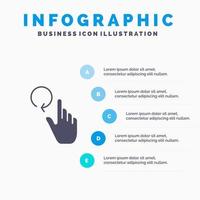 mano dito gesti ricaricare solido icona infografica 5 passaggi presentazione sfondo vettore