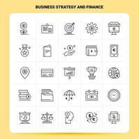 schema 25 attività commerciale strategia e finanza icona impostato vettore linea stile design nero icone impostato lineare pittogramma imballare ragnatela e mobile attività commerciale idee design vettore illustrazione