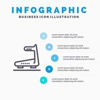 macchina in esecuzione traccia routine linea icona con 5 passaggi presentazione infografica sfondo vettore